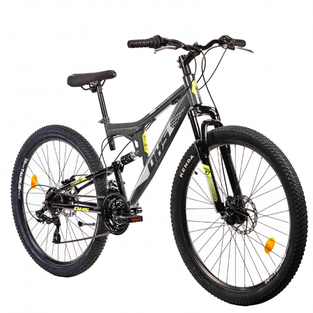 Bicicleta MTB-FS 27.5" DHS Terrana 2743, cadru otel 16.5", frane disc, 21 viteze, negru/rosu [1]