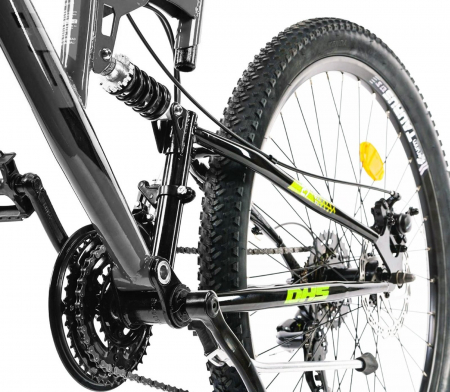 Bicicleta MTB-FS 27.5" DHS Terrana 2743, cadru otel 16.5", frane disc, 21 viteze, negru/rosu [7]