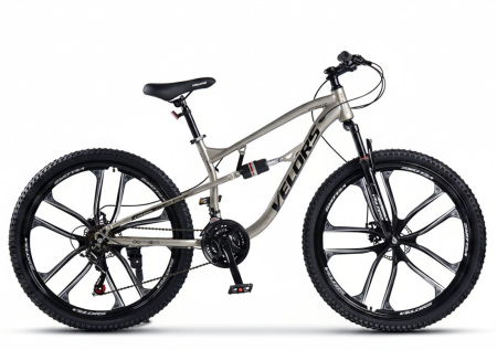 Bicicleta MTB-FS 27.5" VELORS Vector 2.7, cadru otel 17", jante magneziu, manete secventiale, frane disc, 21 viteze, argintiu [1]