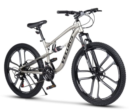 BICICLETE MOUNTAIN BIKE - Bicicleta MTB-FS 27.5" VELORS Vector 2.7, cadru otel 17", jante magneziu, manete secventiale, frane disc, 21 viteze, argintiu