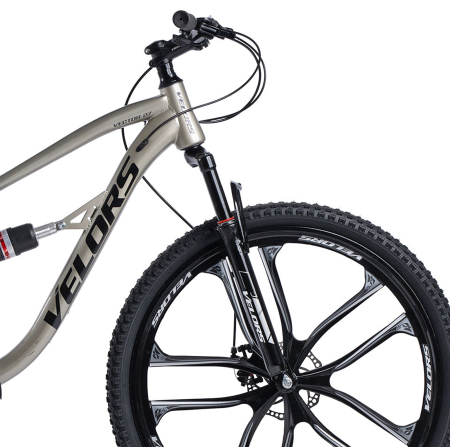 Bicicleta MTB-FS 27.5" VELORS Vector 2.7, cadru otel 17", jante magneziu, manete secventiale, frane disc, 21 viteze, argintiu [4]