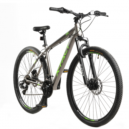 BICICLETE MOUNTAIN BIKE - Bicicleta MTB-HT 29" X-FACT Atlas, cadru aluminiu 18", manete RevoShift, frane hidraulice, 21 viteze, gri/verde
