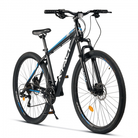 BICICLETE MOUNTAIN BIKE - Bicicleta MTB-HT 29" X-FACT Atlas, cadru aluminiu 18", manete RevoShift, frane hidraulice, 21 viteze, negru/albastru