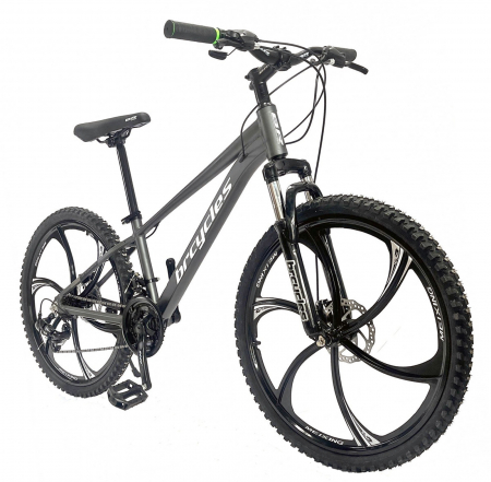 Bicicleta MTB-HT 24" BR Tornado ProMG, cadru aluminiu 13", jante magneziu, manete secventiale, frane disc, 21 viteze, negru [1]