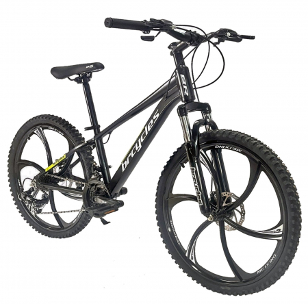 Bicicleta MTB-HT 24" BR Tornado ProMG, cadru aluminiu 13", jante magneziu, manete secventiale, frane disc, 21 viteze, negru [1]