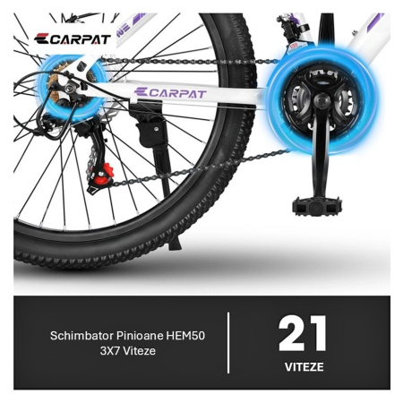 Bicicleta MTB-HT 24" CARPAT One, cadru otel 15", manete RevoShift, frane disc, 21 viteze [6]