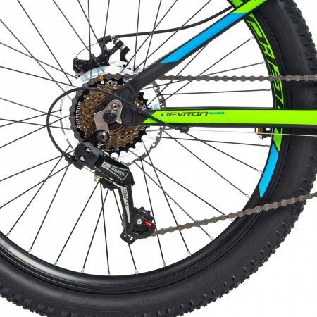 Bicicleta MTB-HT 24" DEVRON Alaska, cadru aluminiu 12.5", manete revoshift, frane disc, 21 viteze, negru/verde [9]
