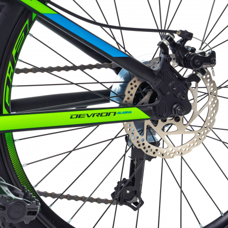 Bicicleta MTB-HT 24" DEVRON Alaska, cadru aluminiu 12.5", manete revoshift, frane disc, 21 viteze, negru/verde [5]