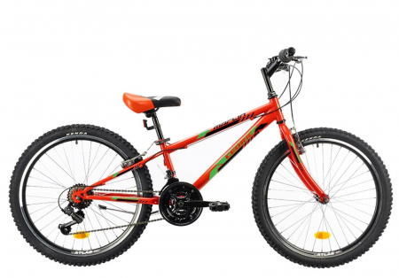 24" (varsta peste 10 ani) - Bicicleta MTB-HT 24" DHS Cedric, cadru otel 11", manete revoshift, frane V-Brake, 18 viteze, albastru