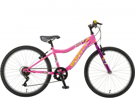 24" (varsta peste 10 ani) - Bicicleta MTB-HT 24" POLAR Booster Plasma 240, cadru otel 9.5", frane V-Brake, 6 viteze, negru/albastru