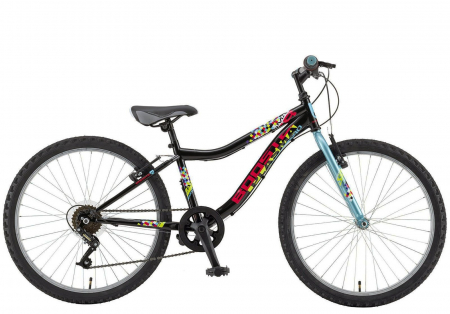 24" (varsta peste 10 ani) - Bicicleta MTB-HT 24" POLAR Booster Plasma 240, cadru otel 9.5", frane V-Brake, 6 viteze, negru/albastru