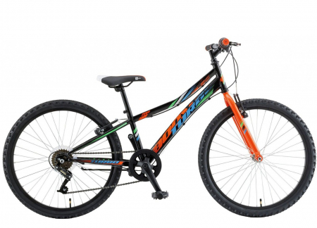 Bicicleta MTB-HT 24" POLAR Booster Turbo 240, cadru otel 11.5", frane V-Brake, 6 viteze, negru/verde [1]