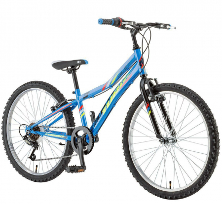 24" (varsta peste 10 ani) - Bicicleta MTB-HT 24" POLAR Booster Turbo 240, cadru otel 11.5", frane V-Brake, 6 viteze, negru/verde