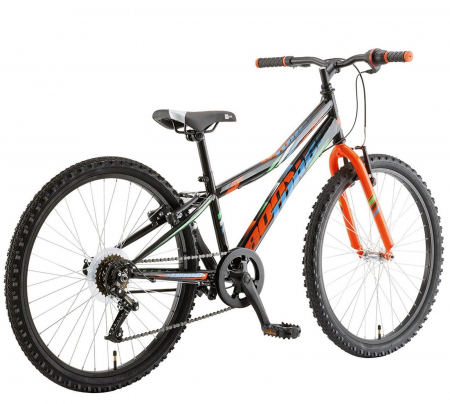 Bicicleta MTB-HT 24" POLAR Booster Turbo 240, cadru otel 11.5", frane V-Brake, 6 viteze, negru/verde [2]
