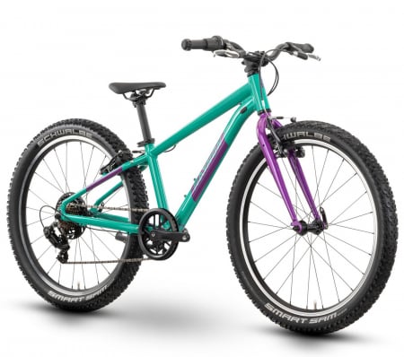 24" (varsta peste 10 ani) - Bicicleta MTB-HT 24" RAYMON Yanga 24, cadru aluminiu 12", manete revoshift, frane V-Brake, 7 viteze, verde/violet