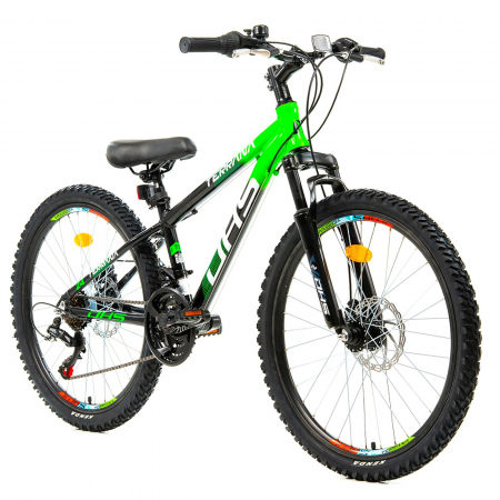 24" (varsta peste 10 ani) - Bicicleta MTB-HT 24" TERRANA 2423, cadru aluminiu 12", manete revoshift, frane disc, 18 viteze