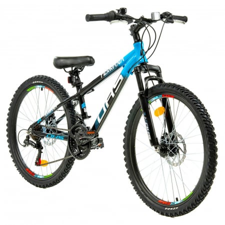 24" (varsta peste 10 ani) - Bicicleta MTB-HT 24" TERRANA 2423, cadru aluminiu 12", manete revoshift, frane disc, 18 viteze