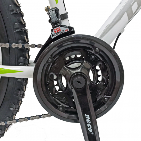 Bicicleta MTB-HT 26" BR One cadru otel 17", frane disc, manete secventiale, 21 viteze, alb/verde [7]