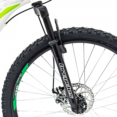 Bicicleta MTB-HT 26" BR One cadru otel 17", frane disc, manete secventiale, 21 viteze, alb/verde [1]