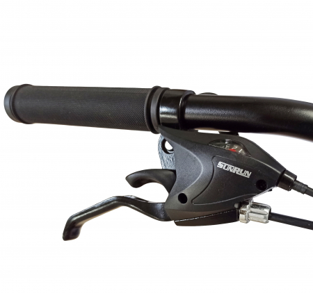 Bicicleta MTB-HT 24" BR Tornado, cadru aluminiu 13", manete secventiale, frane disc, 21 viteze, albastru/galben lucios [8]