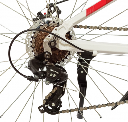 Bicicleta MTB-HT 24" BR Tornado, cadru aluminiu 13", manete secventiale, frane disc, 21 viteze, alb/rosu lucios [11]