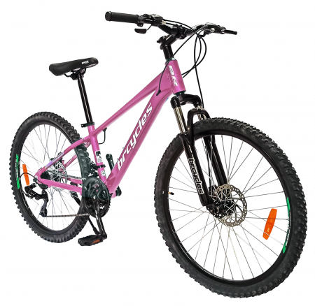Bicicleta MTB-HT 24" BR Tornado, cadru aluminiu 13", manete secventiale, frane disc, 21 viteze, roz/violet lucios [1]