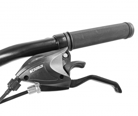 Bicicleta MTB-HT 24" BR Tornado, cadru aluminiu 13", manete secventiale, frane disc, 21 viteze, albastru/galben lucios [9]