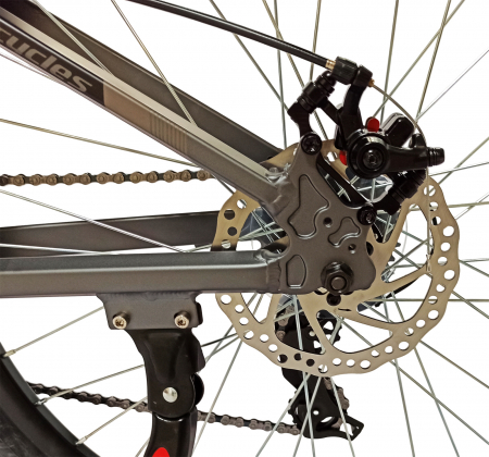 Bicicleta MTB-HT 24" BR Tornado, cadru aluminiu 13.5", manete secventiale, frane disc, 21 viteze, gri/negru mat [6]