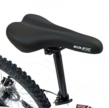 Bicicleta MTB-HT 24" BR Tornado, cadru aluminiu 13", manete secventiale, frane disc, 21 viteze, alb/rosu lucios [12]