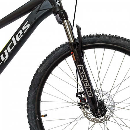 Bicicleta MTB-HT 24" BR Tornado, cadru aluminiu 13", manete secventiale, frane disc, 21 viteze, negru/galben mat [4]