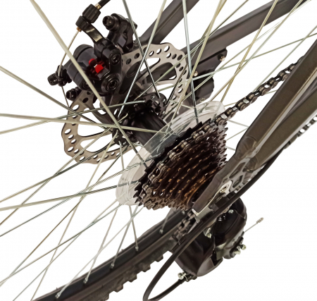 Bicicleta MTB-HT 24" BR Tornado, cadru aluminiu 13.5", manete secventiale, frane disc, 21 viteze, gri/negru mat [12]