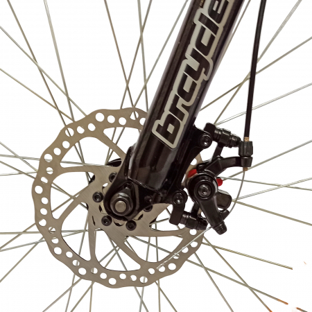 Bicicleta MTB-HT 24" BR Tornado, cadru aluminiu 13", manete secventiale, frane disc, 21 viteze, albastru/galben lucios [5]