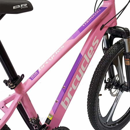 Bicicleta MTB-HT 24" BR Tornado, cadru aluminiu 13", manete secventiale, frane disc, 21 viteze, roz/violet lucios [14]