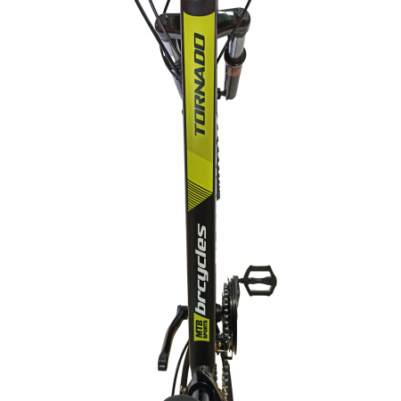 Bicicleta MTB-HT 24" BR Tornado, cadru aluminiu 13", manete secventiale, frane disc, 21 viteze, negru/galben mat [14]
