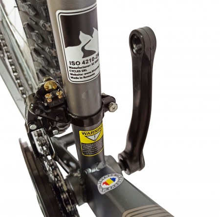 Bicicleta MTB-HT 24" BR Tornado, cadru aluminiu 13.5", manete secventiale, frane disc, 21 viteze, gri/negru mat [16]