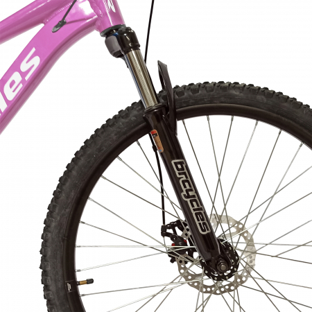Bicicleta MTB-HT 24" BR Tornado, cadru aluminiu 13", manete secventiale, frane disc, 21 viteze, roz/violet lucios [4]