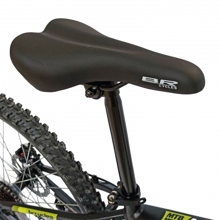 Bicicleta MTB-HT 24" BR Tornado, cadru aluminiu 13", manete secventiale, frane disc, 21 viteze, negru/galben mat [13]