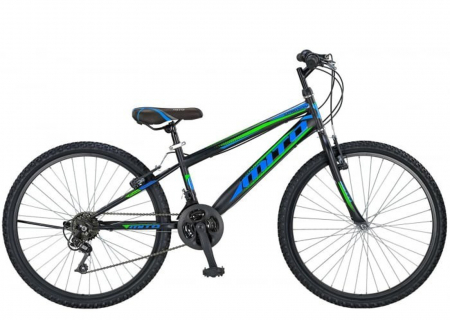 24" (varsta peste 10 ani) - Bicicleta MTB-HT 24" MITO Oregon, cadru otel 17", manete RevoShift, frane V-Brake, 21 viteze, negru/verde