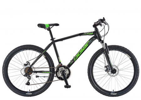 BICICLETE MTB-HT - Bicicleta MTB-HT 26" POLAR Wizard 2.0, cadru otel 18", manete index, frane disc, 21 viteze, negru/verde