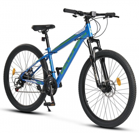 BICICLETE MOUNTAIN BIKE - Bicicleta MTB-HT 26" VELORS Challenge 2.6, cadru otel 17", manete secventiale, frane disc, 21 viteze, albastru/verde