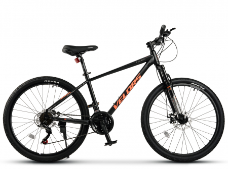 Bicicleta MTB-HT 26" VELORS Rambler, cadru otel 17", manete secventiale, frane disc, 21 viteze, negru/portocaliu [1]