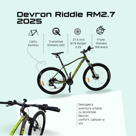 Bicicleta MTB-HT 27.5" DEVRON Riddle RM2.7, cadru aluminiu, manete secventiale, frane hidraulice, 18 viteze [6]