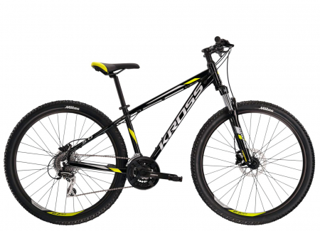 Bicicleta MTB-HT 29" KROSS Hexagon 5.0, cadru aluminiu 17", manete secventiale, frane hidraulice, 24 viteze, negru/galben [1]