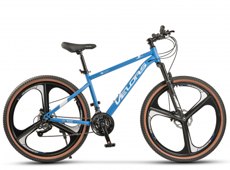 Bicicleta MTB-HT 27.5" VELORS Prime 2.7, cadru otel 18", jante magneziu, frane disc, manete secventiale, 21 viteze, albastru/alb [1]