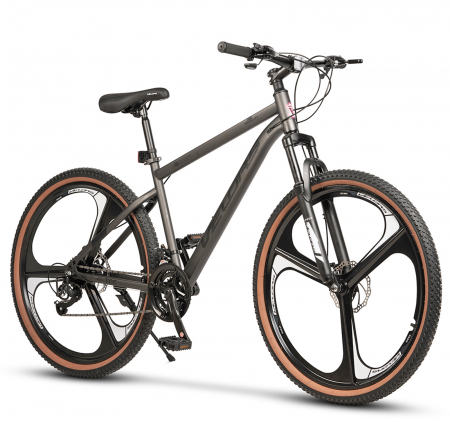 BICICLETE MTB-HT - Bicicleta MTB-HT 27.5" VELORS Prime 2.7, cadru otel 18", jante magneziu, frane disc, manete secventiale, 21 viteze, gri/negru