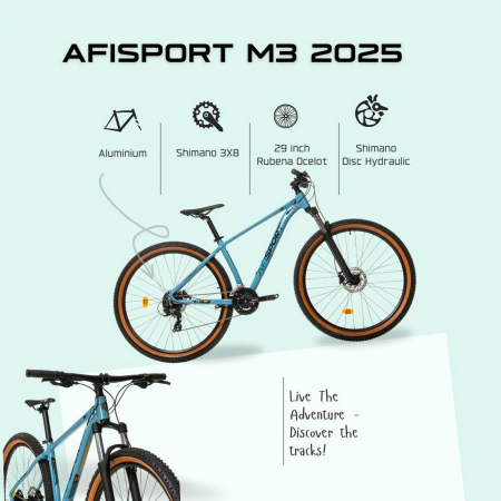 Bicicleta MTB-HT 29" AFISPORT M3, cadru aluminiu, manete secventiale, frane hidraulice, 24 viteze [11]