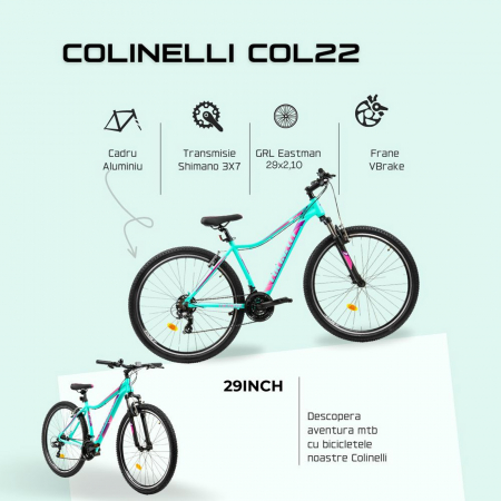 Bicicleta MTB-HT 29" COLINELLI 2922, cadru aluminiu, manete secventiale, frane V-Brake, 21 viteze [9]