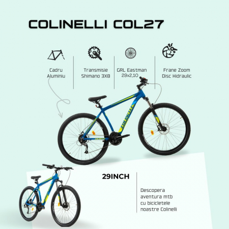 Bicicleta MTB-HT 29" COLINELLI 2927, cadru aluminiu, manete secventiale, frane disc, 24 viteze [11]