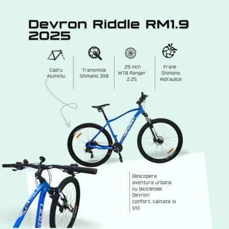 Bicicleta MTB-HT 29" DEVRON Riddle RM1.9, cadru aluminiu, manete secventiale, frane hidraulice, 24 viteze [7]