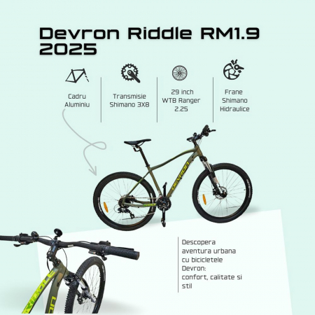 Bicicleta MTB-HT 29" DEVRON Riddle RM1.9, cadru aluminiu, manete secventiale, frane hidraulice, 24 viteze [6]